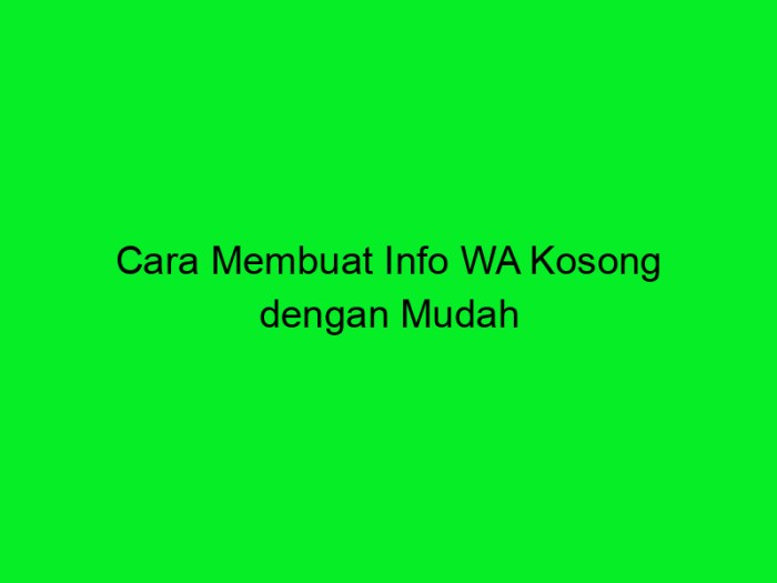 Cara Agar Info Di Wa Kosong