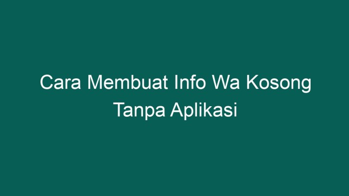 Cara Agar Info Di Wa Kosong