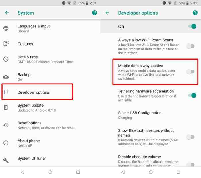 Techilife disable wifi android mobile data